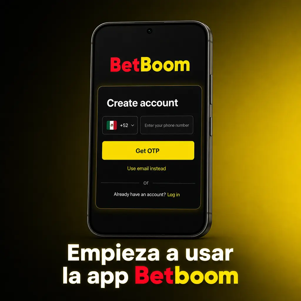 Guía para registrarte, verificar tu cuenta y hacer tu primer depósito en la app Betboom en México.