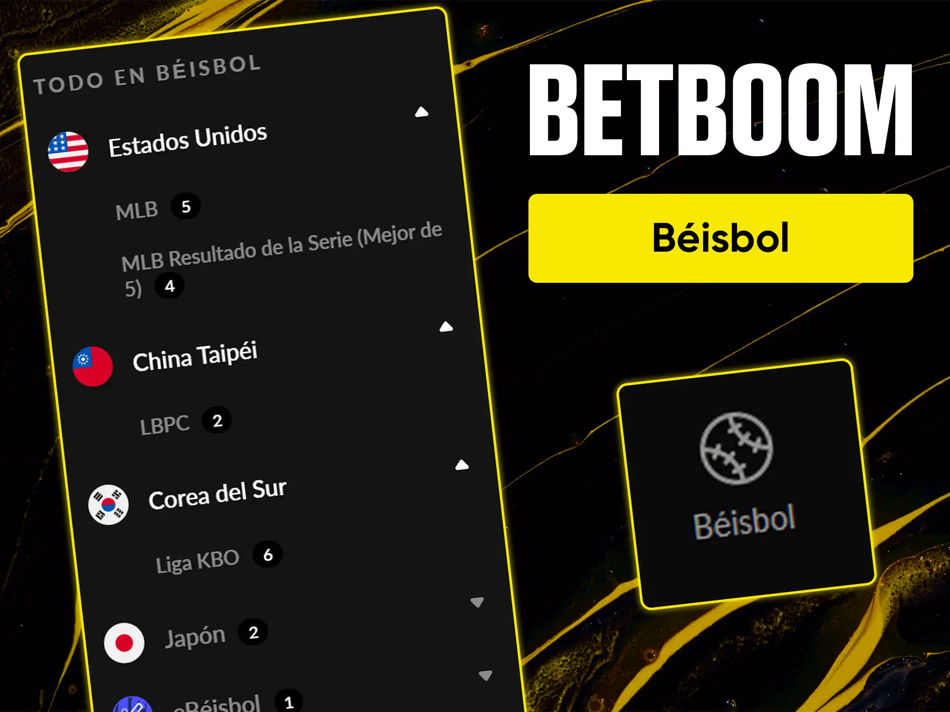 Haz tus apuestas en los mejores partidos de la MLB y de las ligas locales en la sección de béisbol de BetBoom.