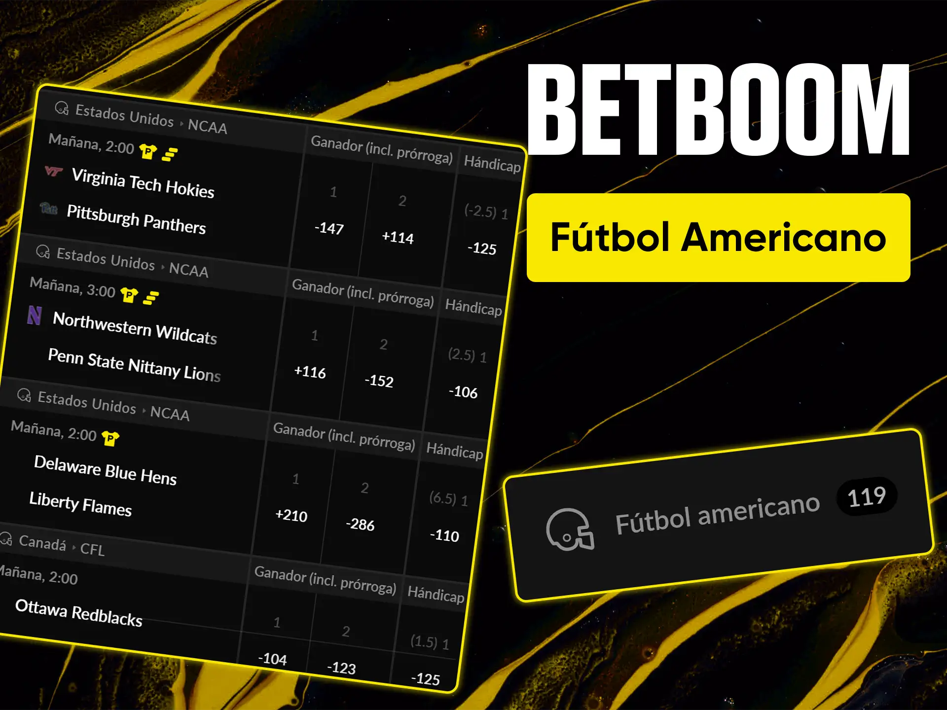 Sigue todos los partidos de la NFL y disfruta de las mejores cuotas para el fútbol americano en BetBoom.