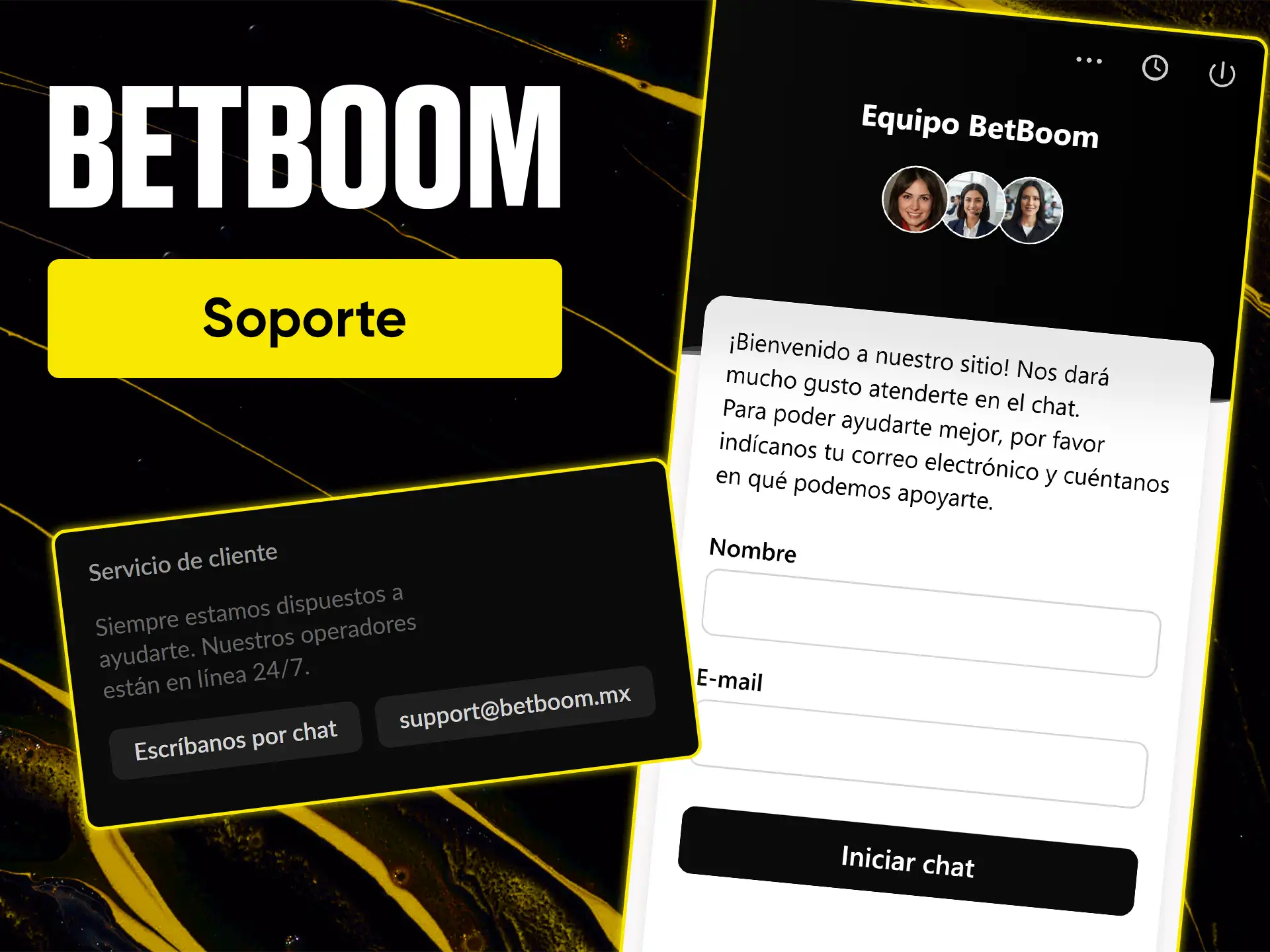 Resuelve tus dudas y ponte en contacto con el servicio de atención al cliente de BetBoom.